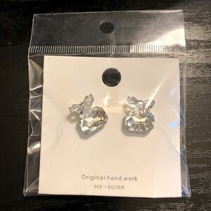 Silver Bow Tie Stud Earrings